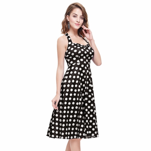 Alisa Pan Dresses & Skirts - 💃Price Drop💃Black & White Polka Dot Halter Dress